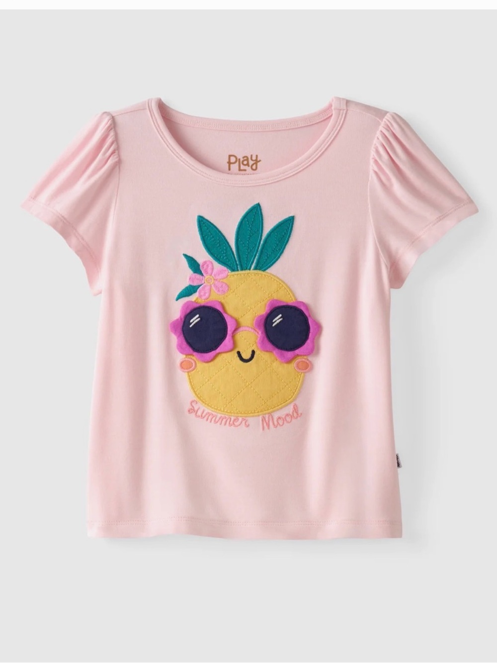 Little Sleepies SIZE 5 ❀ Summer Mood Puff Sleeve Tee Shirt, pineapple bamboo top